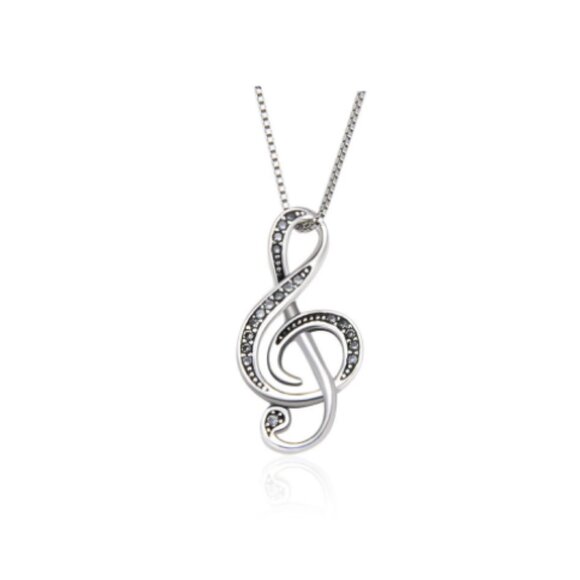 Musical Note Silver Necklace - Picture 7 of 8